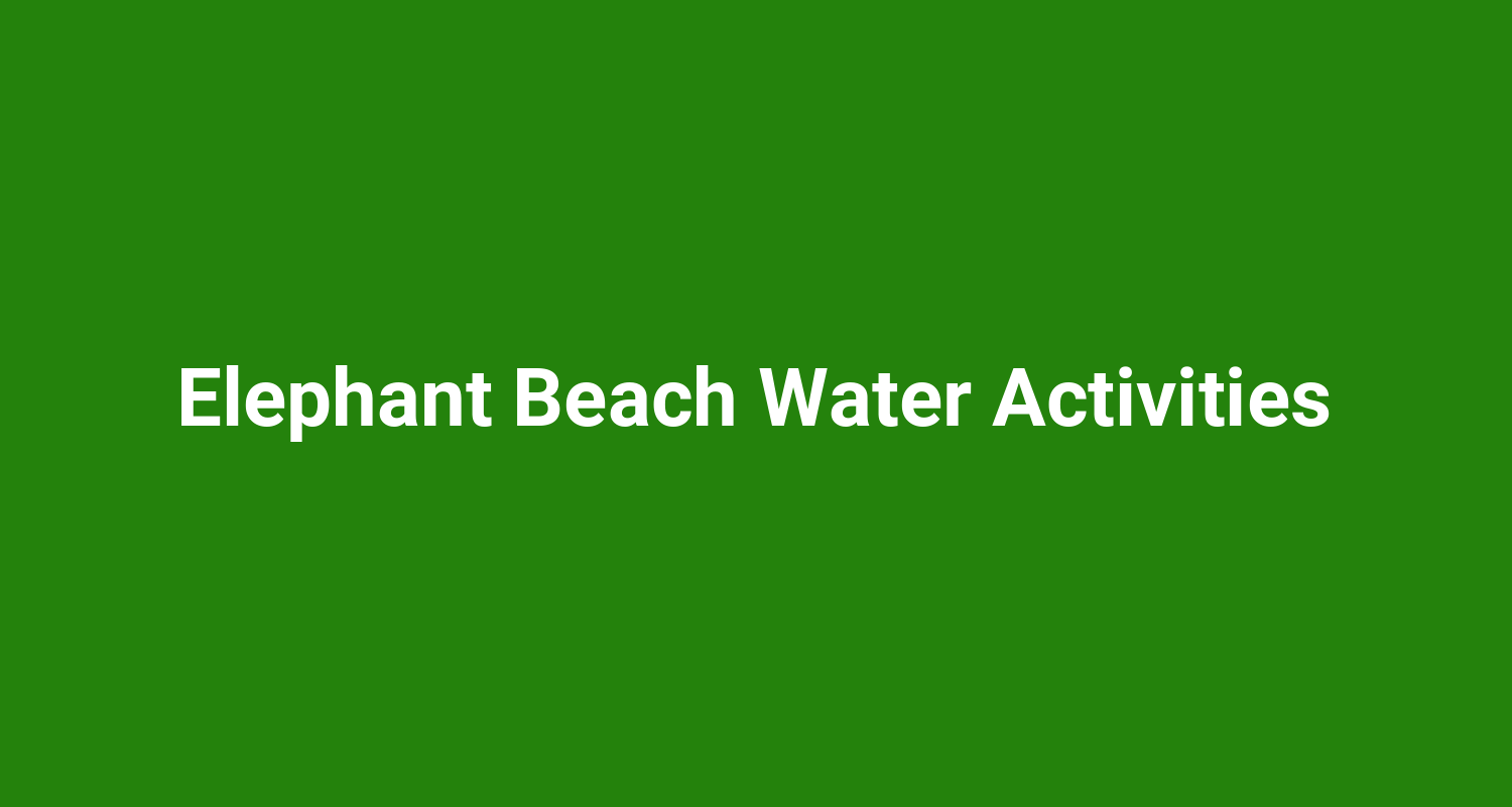 Elephant Beach Water Activities